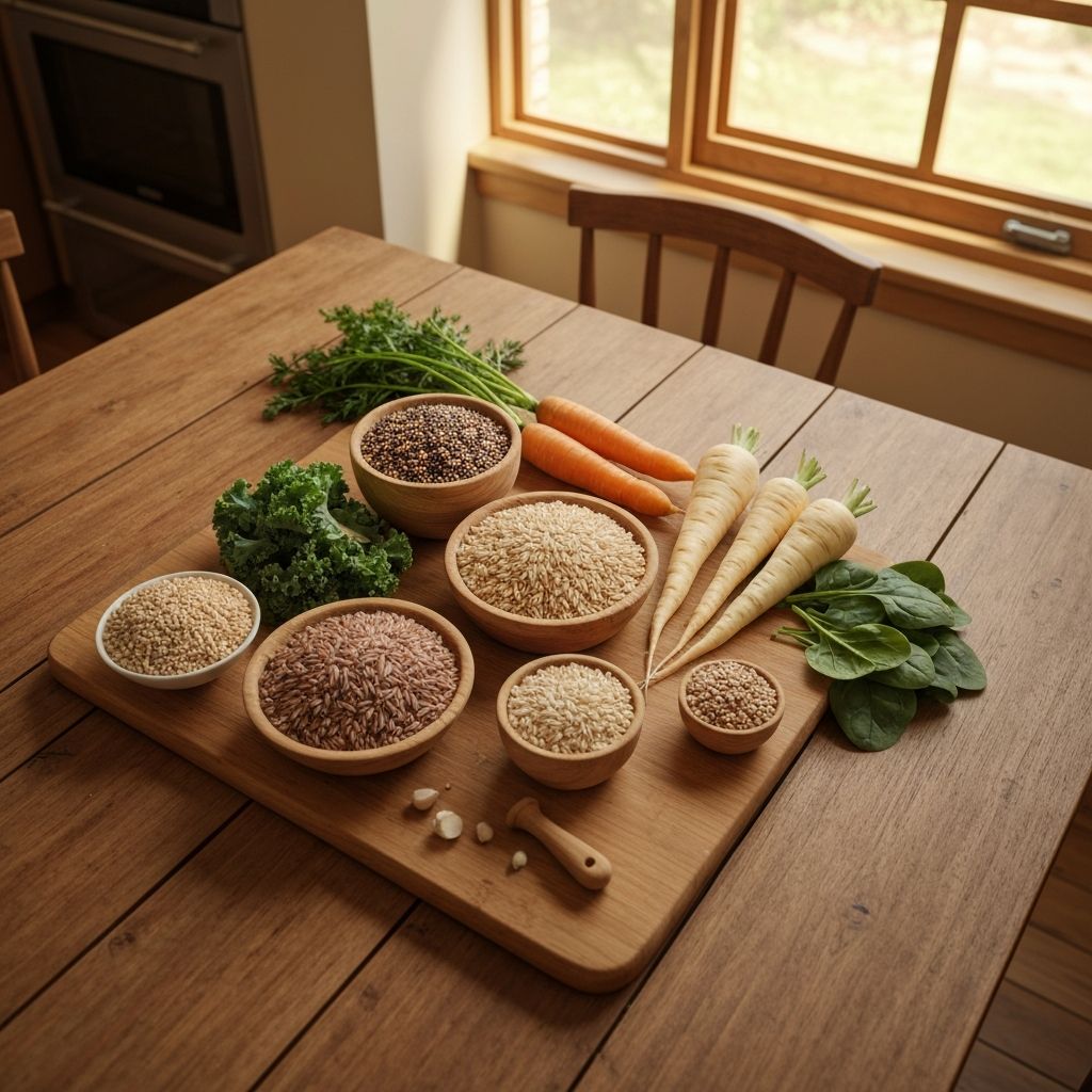 Whole foods showing visible structure and composition